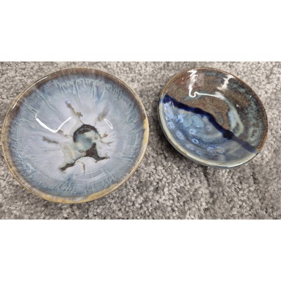 Handmade Other - Muddy Five Studio‎ Art Pottery Bowls Stoneware Yellow Blue Brown Glazed Handmade